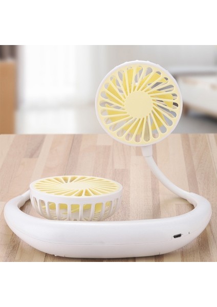 Taşınabilir Boyun Asılı Fan USB Şarj Edilebilir Eller Serbest Soğuk Soğutucu Mini Çift Kafa Ev Ofis Açık Spor, A (Yurt Dışından) modelleri