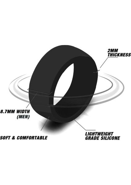 Erkekler Kadınlar Için 8.7mm Popüler Silikon Serin Yüzükler Silikon Alyans Çevre Açık Spor Ringx2 9 (Yurt Dışından)