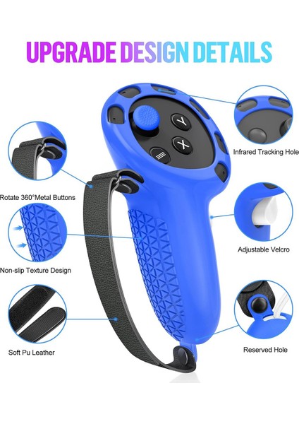 3 Koruyucu Kapak Tutma Kolu Kontrol Tutacağı, Ön Kulaklık Kapağı ve Yüz Kapağı, Vr Aksesuarları-Mavi ile Uyumlu (Yurt Dışından) fırsatları