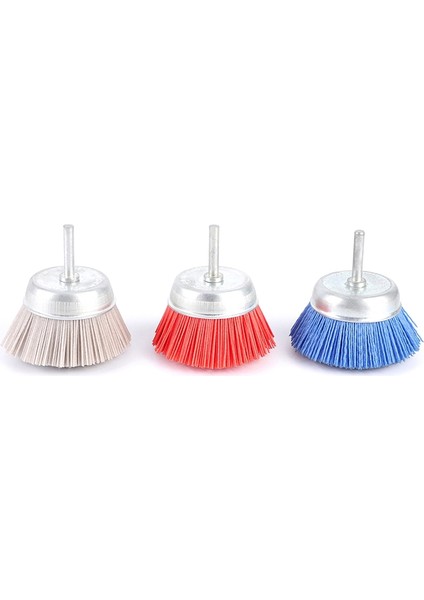 3 Adet 3 Inç Naylon Filament Aşındırıcı Tel Fincan Fırça Seti 1/4 Inç Saplı, Ince Orta Kaba Kum Temizleme Pas Dahil (Yurt Dışından)