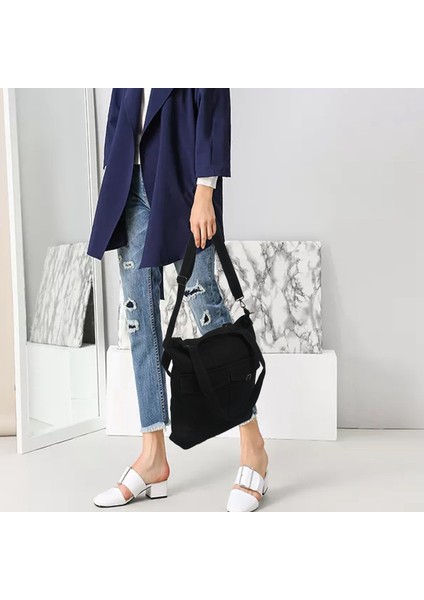 Rahat Kanvas Çanta Askı Süsleri Kız Öğrenciler Vahşi Omuz Çantası Messenger Çanta Kadın Siyah (Yurt Dışından) modelleri