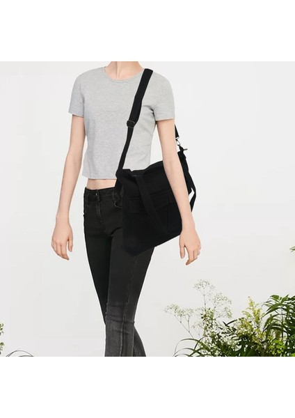 Rahat Kanvas Çanta Askı Süsleri Kız Öğrenciler Vahşi Omuz Çantası Messenger Çanta Kadın Siyah (Yurt Dışından) fırsatları