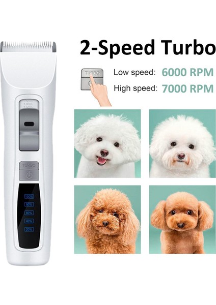 Profesyonel Köpek Makası 2 Hızlı Akülü Pet Saç Bakım Makası Seti Köpekler Kediler ve Diğer Evcil Hayvanlar Için USB Şarj Edilebilir (Yurt Dışından)