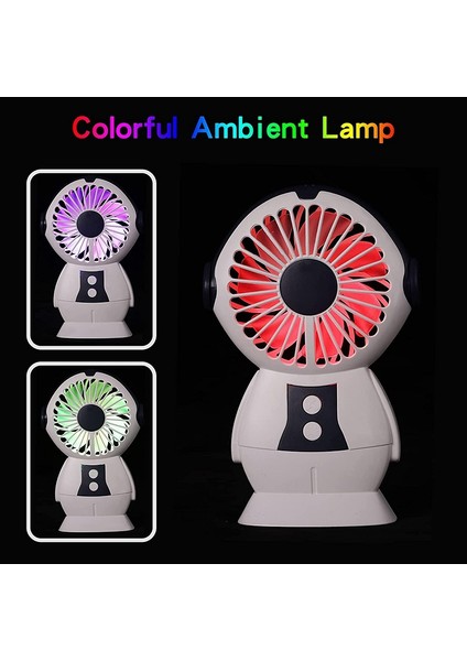 Mini El Fanı, Taşınabilir Fan, Arka Plan Gradyanlı LED El Feneri, Robot Gibi, Kişisel Giyilebilir Boyun Bandı, Mavi (Yurt Dışından)