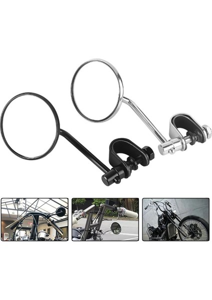 1 Çift 8mm Gümüş Motosiklet Paslanmaz Çelik Arka Görüş Aynası Klasik Retro Vintage Yuvarlak Dikiz Aynası Evrensel (Yurt Dışından) fiyatları