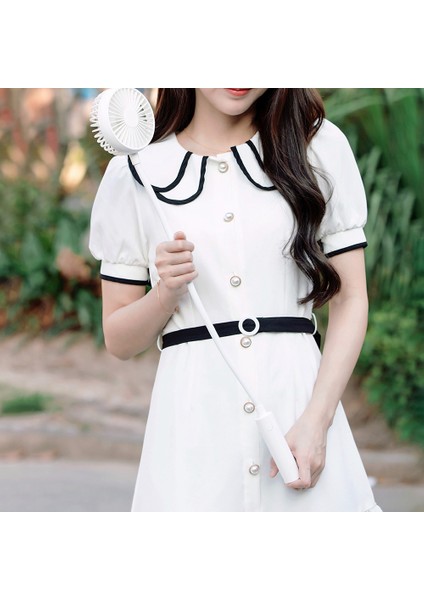 Asılı Boyun Fanı USB Şarj Edilebilir El Mini Taşınabilir Esnek Dayanıklılık 6 Saat Hava Soğutucu-Beyaz (Yurt Dışından) fırsatları