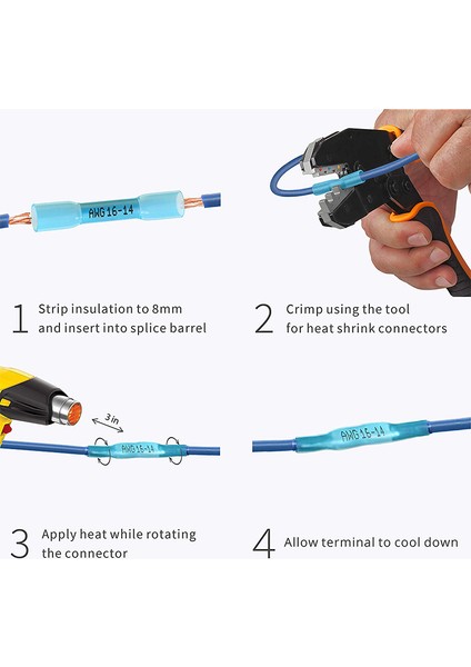 Konektörler Için 180 Pcs Isıyla Daralan Alın - Konektör Kiti Için Kıvrım - Elektrik Teli Terminalleri - Su Geçirmez Alın Ekleri (Yurt Dışından)