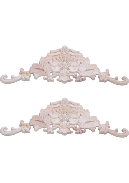 2x Kauçuk Ahşap Oyma Aplike Retro Mobilya El Sanatları Dekor 38X15X1.2CM (Yurt Dışından)