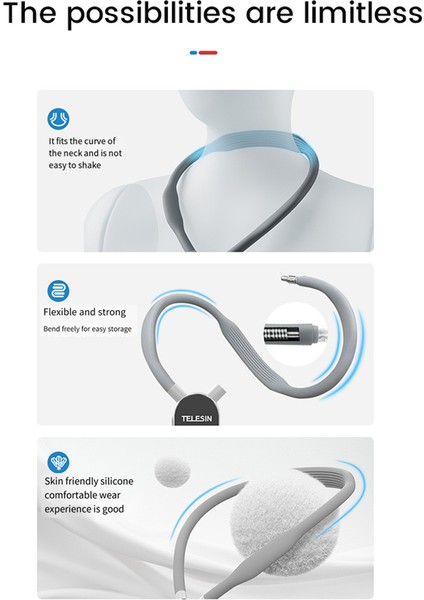 Boyun Tutucu Silikon Boyun Tutma Aparatı, Action Akıllı Telefon Manyetik Aksiyon Aksesuarlarıyla Uyumlu (Yurt Dışından)