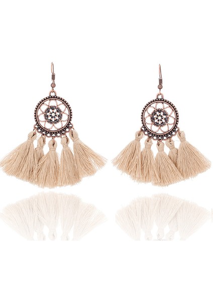 Vintage Boho Etnik Yuvarlak Dangle Bildirimi Fringe Damla Küpe Kadınlar Için Düğün Parti Yıldönümü Takı Süsler + Bronz (Yurt Dışından)