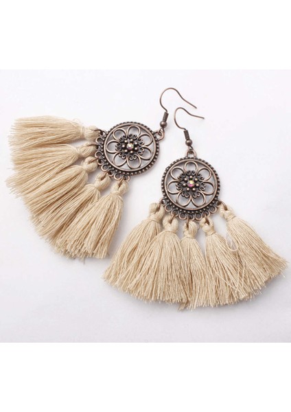 Vintage Boho Etnik Yuvarlak Dangle Bildirimi Fringe Damla Küpe Kadınlar Için Düğün Parti Yıldönümü Takı Süsler + Bronz (Yurt Dışından)