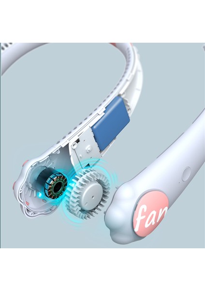 Spor Mini Boyun Fan Yapraksız 2000 Mah 6 H Sürer USB Şarj Ev Açık Tembel Taşınabilir Sessiz Fan (Sarı) (Yurt Dışından)