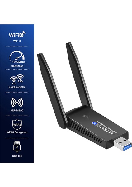 USB Wifi6 Kablosuz Ağ Kartı Çift Bant AX1800 2.4g/5ghz Kablosuz Dongle Ağ Kartı RTL8832 USB 3.0 Ağ Adaptörü (Yurt Dışından) fırsatları