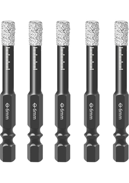 5 Adet 6mm Vakum Lehimli Elmas Kuru Matkap Uçları Delik Testere Kesici Mermer Seramik Karo Cam Elektrikli El Aletleri ile Uyumlu (Yurt Dışından)