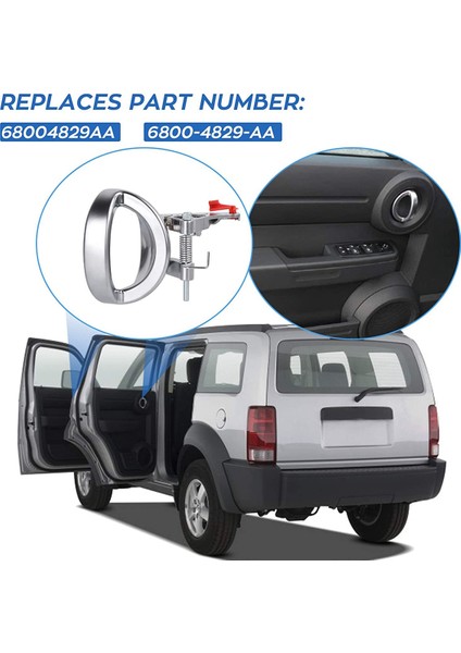 Nitro 2007-2011 Için 1 Çift Araba Iç Kapı Kolu 68004828AA 68004829AA Kapı Kolu Saten Krom (Yurt Dışından)