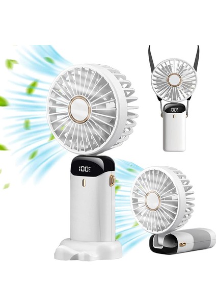 Mini El Fanı, Taşınabilir Kişisel Fan Asma Boyun 90° Ayarlanabilir USB Şarj Edilebilir 5000MAH Küçük Masa (Yurt Dışından)