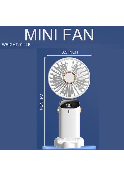 Mini El Fanı, Taşınabilir Kişisel Fan Asma Boyun 90° Ayarlanabilir USB Şarj Edilebilir 5000MAH Küçük Masa (Yurt Dışından)