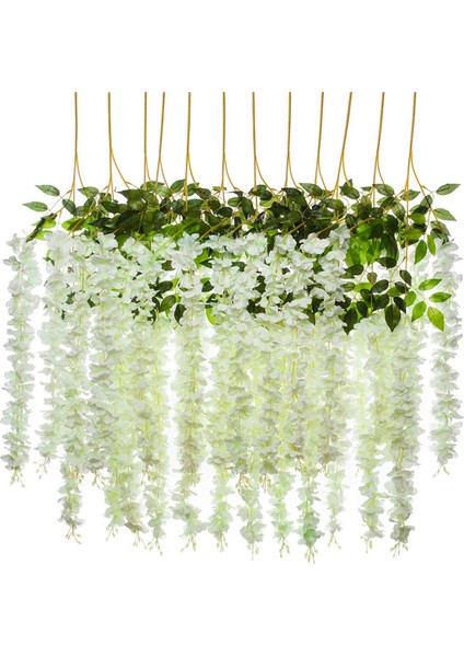 Человеческие Цветы,36 Paket (43.2 Ft) Yapay Wisteria Vine Sahte Wisteria Asılı Çelenk Ipek Uzun Asılı Çalı Çiçekler Dize Parti Dekoru (Yurt Dışından)