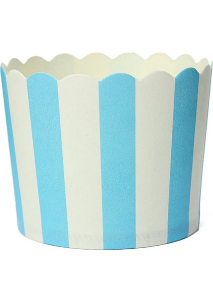 Торт В ФОРМЕ,100 x Cupcake Sarıcı Kağıt Kek Kutusu Pişirme Bardakları Astar Muffin Tatlı Kek Kapları, Mavi Çizgili (Yurt Dışından)