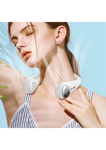 Taşınabilir Bladeless Fan Mini Boyun USB Şarj Edilebilir Dış Hava Soğutucu Için Asılı Sessiz Soğutma (Pembe) (Yurt Dışından)