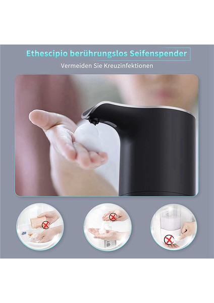 2x Otomatik Sabunluk Siyah, Köpük Sabunluk Şarj Edilebilir Temassız Otomatik Sabunluk Banyo Için (Yurt Dışından)