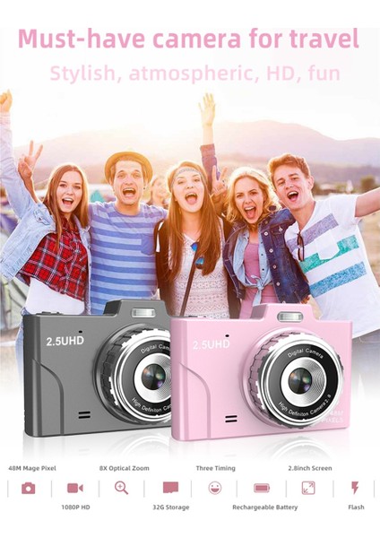 1080P Çocuk Kamerası 48MP Çift Lensler 8x Optik Zoom Mini 2.8in Tft Ekran Erkekler Kızlarla Uyumlu Büyük Hediye Çocuklar-Mor (Yurt Dışından) indirimleri
