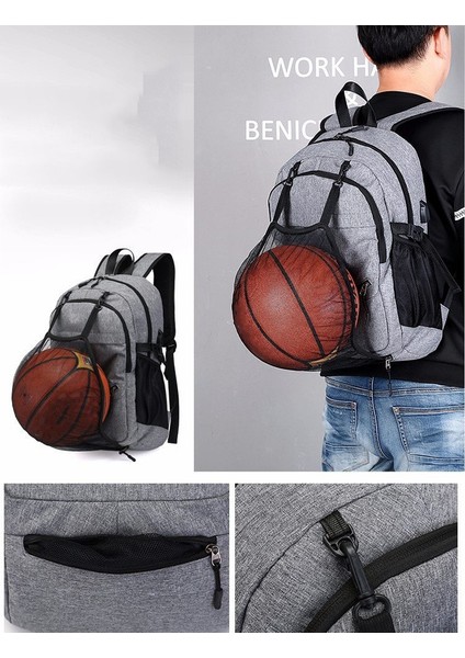 Erkek Spor Spor Çantası Basketbol Sırt Çantası Açık Eğlence Sırt Çantası Futbol Çantası Laptop Çantası Okul Çantası Siyah (Yurt Dışından) modelleri