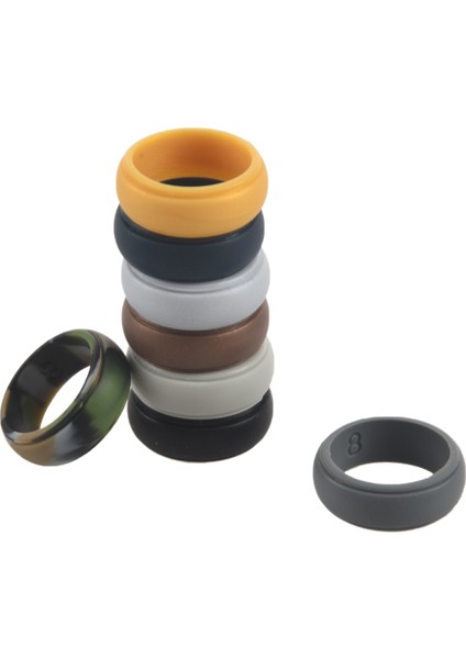 8mm Popüler Altın Gümüş Siyah Erkek Silikon Serin Yüzükler Kadın Fda Kauçuk Alyans Çevre Spor Yüzük 8 Adet Set #8 (Yurt Dışından)
