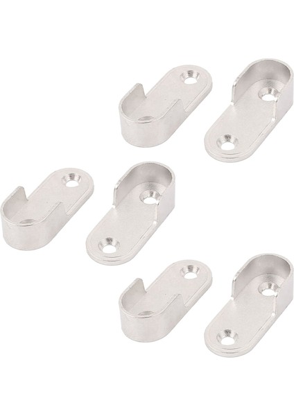 6x Oval Gardırop Asılı Ray Çubuk Uç Braketi Desteği Gümüş Ton (Yurt Dışından)
