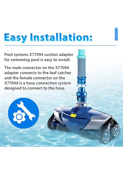 Paket Yüzme Havuzu Emme Hortumu Adaptörü Zodiac Mx6 Mx8 Havuz Temizleyici ile Uyumlu, Yüzme Havuzu Elektrikli Süpürge Hortumu Adaptörü (Yurt Dışından)