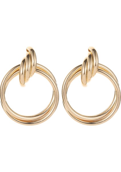 Geometrik Boho Trendy Dangle Küpe El Yapımı Takı Metal Kristal Damla Küpe Kadın (Altın) (Yurt Dışından)