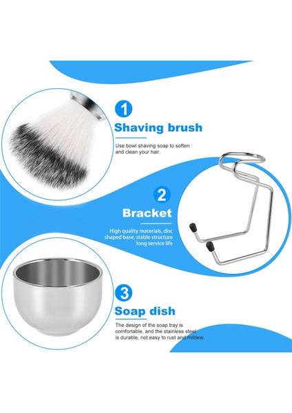 Tıraş Seti Sabunluk + Tıraş Fırçası + Stand Tutucu, Paslanmaz Çelik + Naylon Fırça Seti Saf Saç Tıraş Fırçası Seti (Yurt Dışından) fırsatları