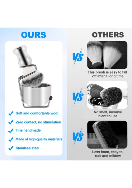 Tıraş Seti Sabunluk + Tıraş Fırçası + Stand Tutucu, Paslanmaz Çelik + Naylon Fırça Seti Saf Saç Tıraş Fırçası Seti (Yurt Dışından) indirimleri