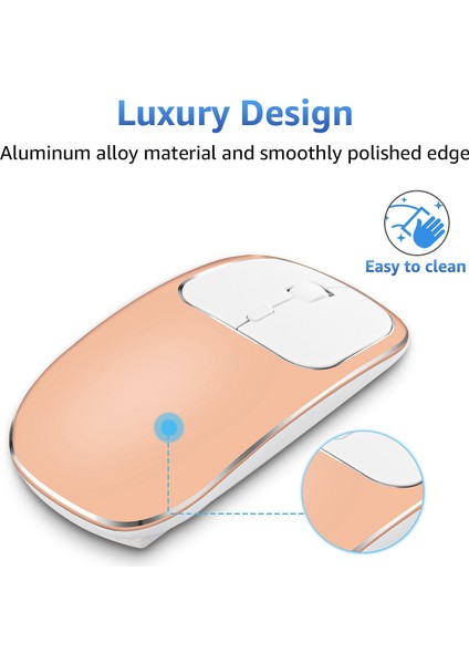 Akülü Kablosuz Fare, Metal 2.4g Sessiz Kablosuz Fotoelektrik Pc Ergonomik Fare (Altın) (Yurt Dışından) fiyatları