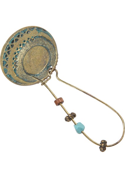 Kadınlar Için Vintage Antik Yuvarlak Mavi Taş Hollow Dangle Küpe (Yurt Dışından)