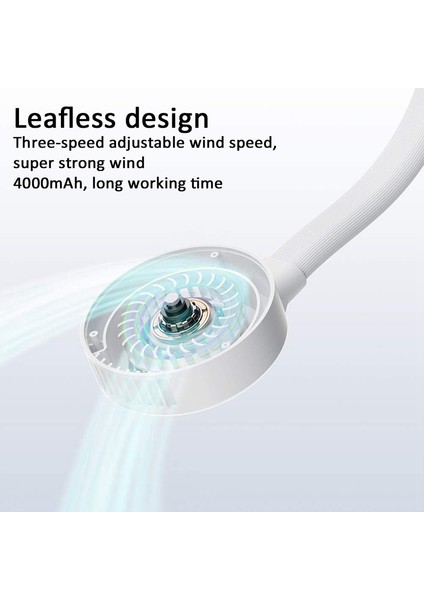 Taşınabilir Asma Boyunlu Fan, 4000 Mah Kanatsız Fan, 360 Derece Bükme Hortumu ve Dönen Kafa, 3 Hız, Seyahat, Spor, Vb, B (Yurt Dışından) modelleri