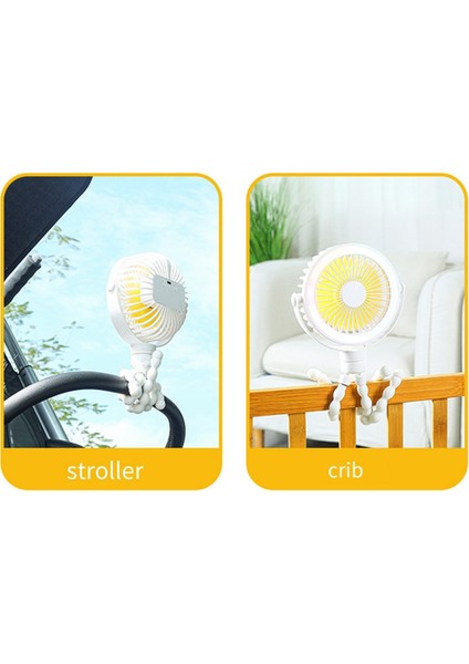 Pembe Taşınabilir Şarj Edilebilir Bebek Arabası Fanı Klipsli Ahtapot Gece Lambası Mini Kişisel El (Yurt Dışından)