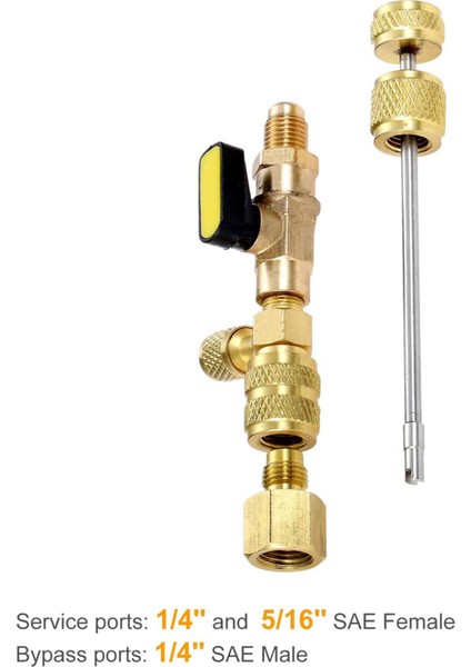 2x R410A R22 Vana Çekirdek Sökücü Takma Aracı Çift Boyutlu Sae 1/4 ve 5/16 Bağlantı Noktası R404A R407C R12 R32 Hvac Sistemi (Yurt Dışından)