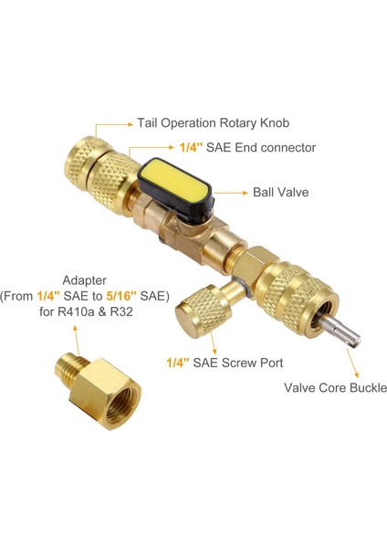 2x R410A R22 Vana Çekirdek Sökücü Takma Aracı Çift Boyutlu Sae 1/4 ve 5/16 Bağlantı Noktası R404A R407C R12 R32 Hvac Sistemi (Yurt Dışından)
