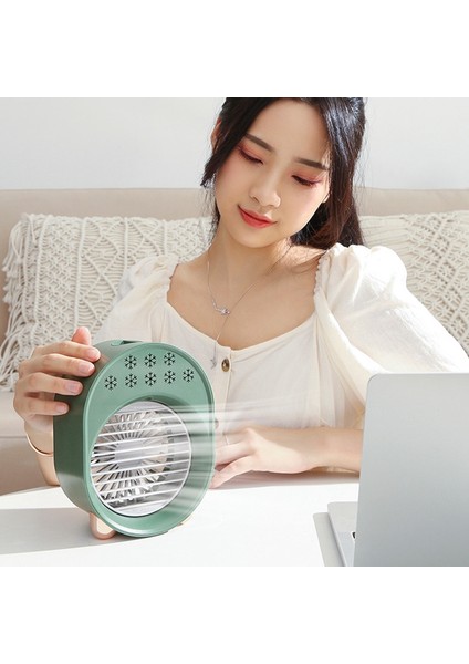 Hava Soğutucu Fan Mini Masaüstü Klima Gece Işığı ile USB Su Soğutma Nemlendirici Arıtma Beyaz (Yurt Dışından)