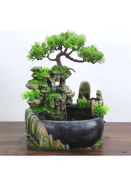 Yaratıcı Kapalı Simülasyon Reçine Döşeli Şelale Heykeli Feng Shui Su Çeşmesi Ev Bahçe El Sanatları-Abd Plug-A (Yurt Dışından)