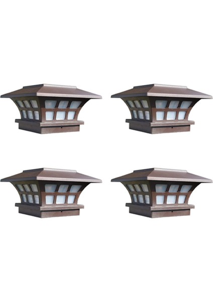 4x Güneş Direk Lambası Açık Su Geçirmez Sütun Başkanı Işık Bahçe Duvar Lambası Bahçe Çit Peyzaj Lambası Kapısı Bahçe Için (Yurt Dışından)
