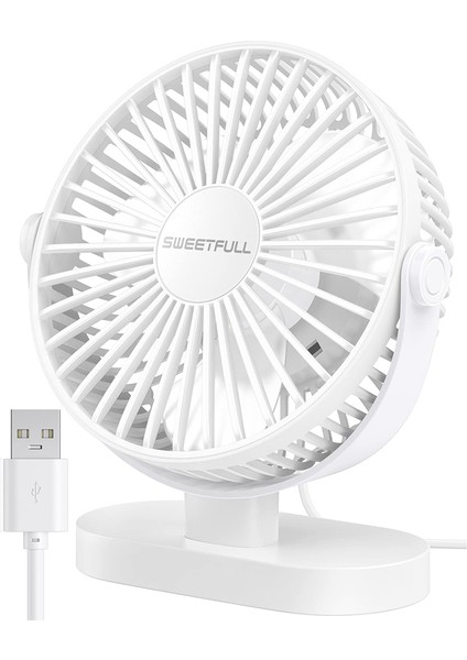 Küçük USB Masa Fanı 3 Hız Taşınabilir Kişisel Masaüstü Masa Çift 360 Derece Ayar Mini Sessiz Çalışma, C (Yurt Dışından)