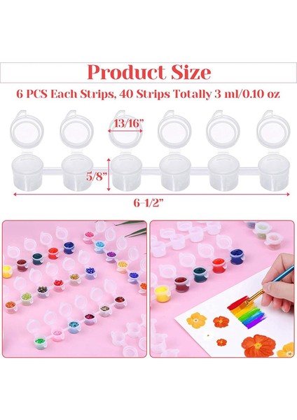 480 Adet Boş Boya Potu, 40 Şerit Akrilik Mini Boya Kabı Şeritler Sanat ve El Sanatları Boyası Için Kapaklı Depolama 3 ml (Yurt Dışından)