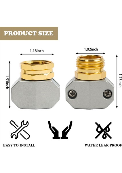 Bahçe Hortumu Tamir Takımı, Alüminyum Alaşımlı Bahçe Hortum Ucu Tamircisi, Fit 5/8in&3/4in Bahçe Hortum Bağlantısı, 4 Hortum Yıkayıcılar ile (Yurt Dışından)