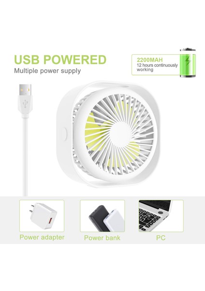 Küçük Taşınabilir Masa Fanı, USB Şarj Edilebilir Mini Masa Fanı, Ev Ofis ve Seyahat Için 3 Hız Sessiz Kişisel - Beyaz (Yurt Dışından) modelleri