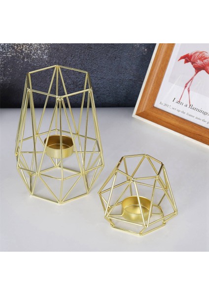 Oturma Odası ve Banyo Dekorasyonları Için 12'li Altın Geometrik Metal Tealight Mumluk Seti (Yurt Dışından) modelleri