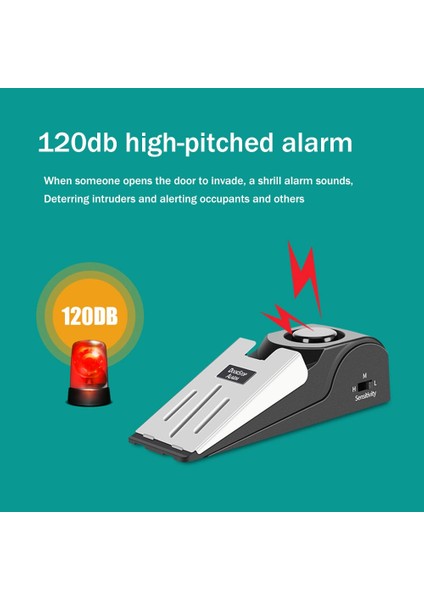 Adet Seyahat Kapı Durdurucu Alarmı Taşınabilir 120DB Güvenlik Kat Kapı Durur Ayarlanabilir Hassasiyet Ev Yurdu Için (Yurt Dışından) modelleri