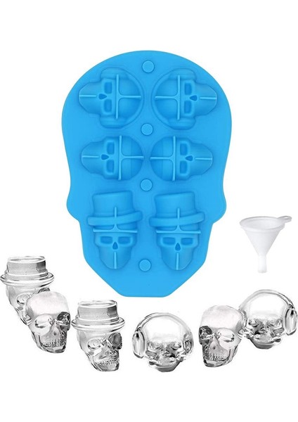 3D Kafatası Buz Kare Buz Yapma Kutusu 6 Kafatası Buz Kareler Yeniden Kullanılabilir Viski Buz Hokeyi Buz Kare Kalıp (Yurt Dışından) fiyatları
