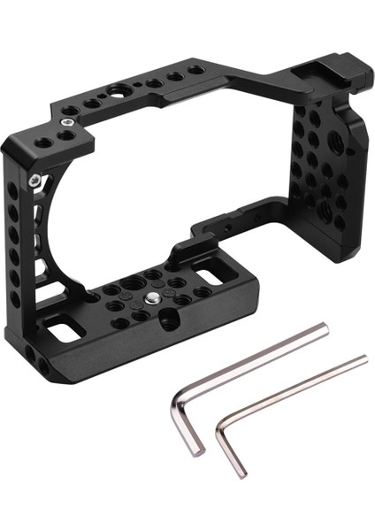 Soğuk Ayakkabı Montajlı Alüminyum Alaşımlı Kamera Kafesi Rig 1/4 3/8 Dişli Delikler A6000 / A6100 / A6300 / A6400 / A6500 ile Uyumlu (Yurt Dışından) indirimleri